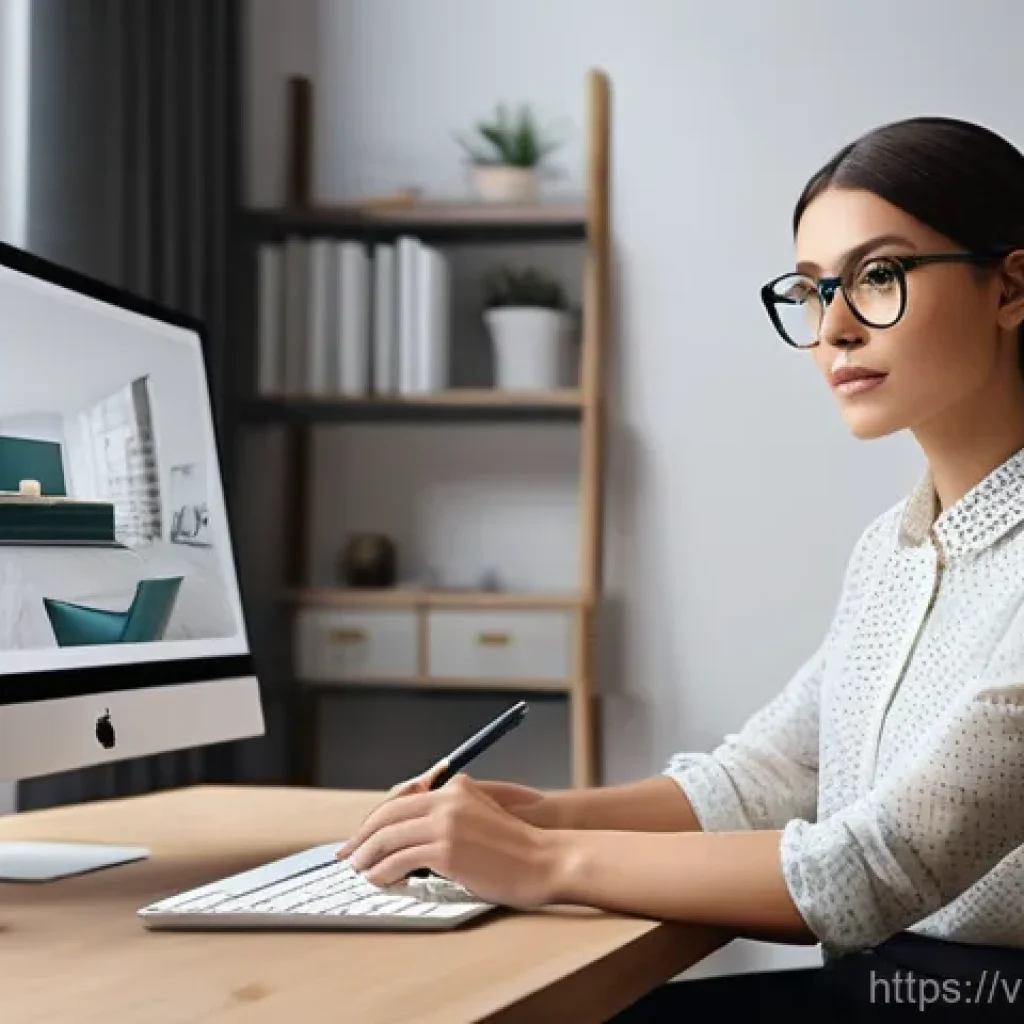 실내건축 실습 시 필요한 장비 - **Prompt: A highly focused female interior designer, in her late 20s, with a modern, stylish haircut...
