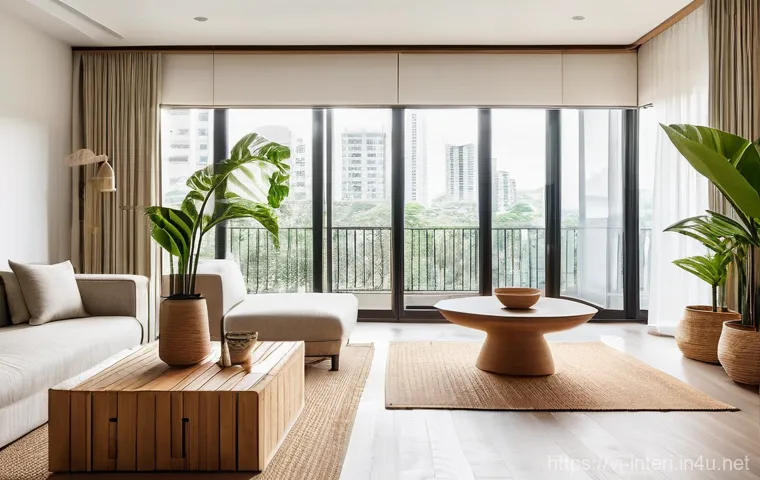 실내건축에서 친환경 설계의 필요성 - Image Prompt 1: "Green Urban Oasis Living Room"** 실내건축에서 친환경 설계의 필요성 - Image Prompt 1: "Green Urban Oasis Living Room"**