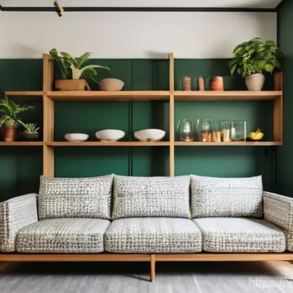 실내건축 실습에서 중요한 기술들 - **Prompt:** A vibrant, modern living room interior, thoughtfully designed to be pet-friendly. A youn...