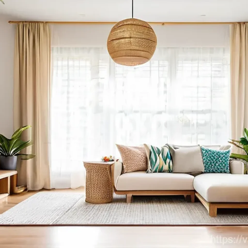 실내건축의 소재 선택과 응용 - **A Vibrant Vietnamese Family Living Space:** A bright and inviting living room in a modern Vietname...
