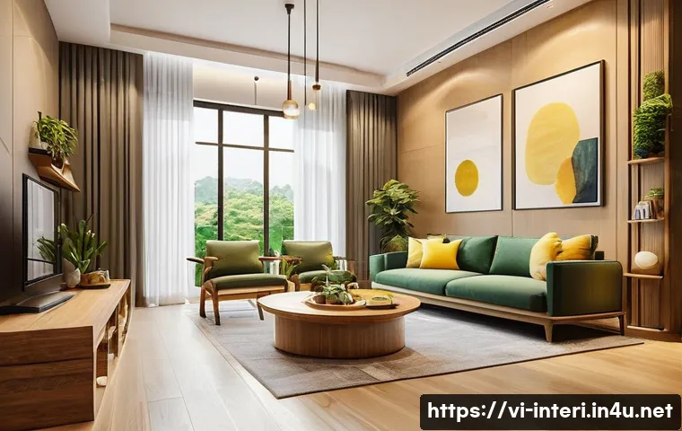 실내건축 실기 시험에서의 주요 평가 포인트들 - A warm and inviting Vietnamese living room interior design featuring harmonious use of warm earth to...