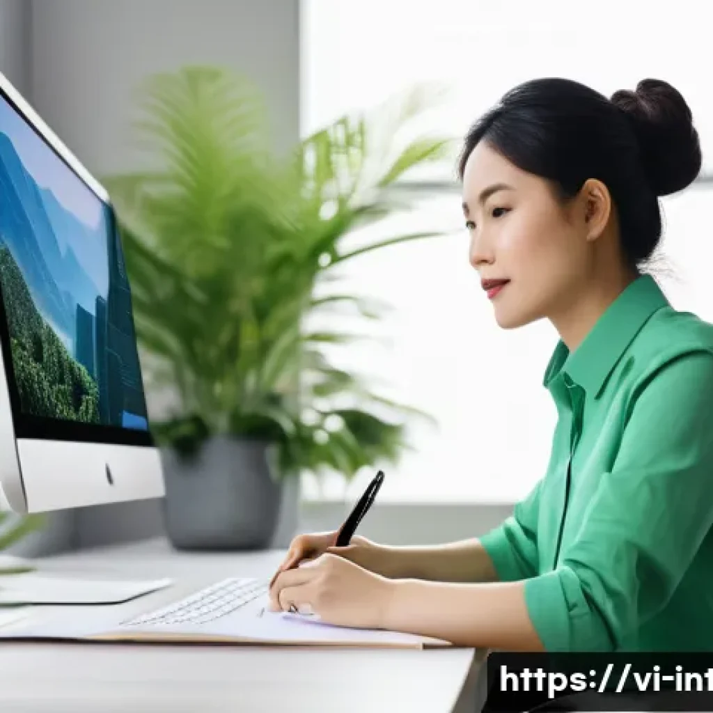 실내건축 자격증 취득의 장점 - A professional Vietnamese interior designer working diligently at a modern office desk, surrounded b...