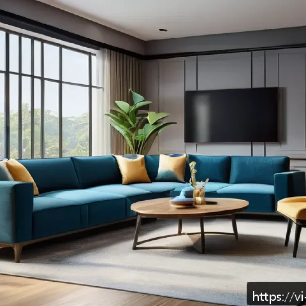 실내건축과 BIM 기술 - A modern Vietnamese living room interior designed using advanced 3D modeling technology, showcasing ...