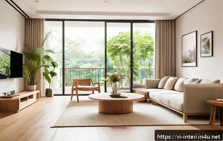 실내건축 전문성을 높이는 방법 - A modern Vietnamese living room interior designed with minimalist aesthetics, featuring natural ligh...