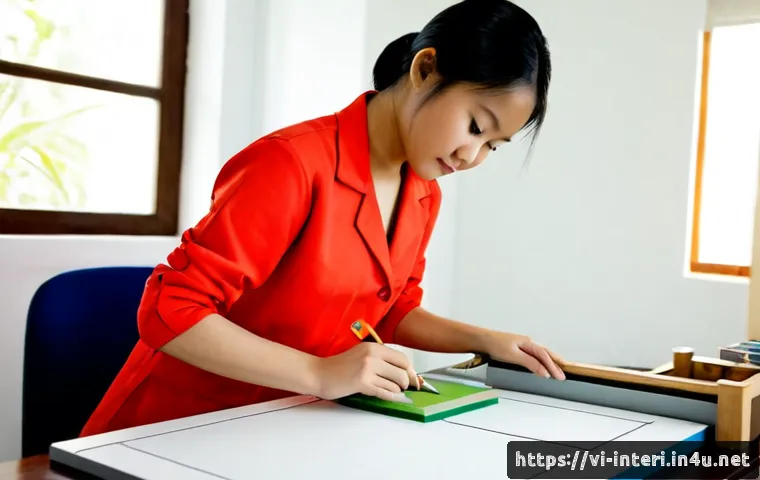 Home 30 실내건축기사 실기에서 실습 꿀팁 - Photorealistic Vietnamese interior design student practicing for a hands-on architectural drafting e...