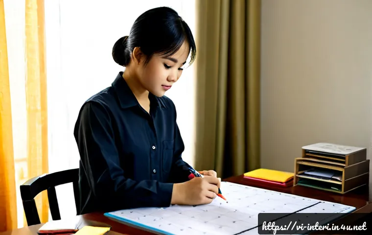 Home 17 실내건축기사 시험을 준비하는 사회 초년생 - Photorealistic young Vietnamese entry-level professional preparing for an interior architecture cert...